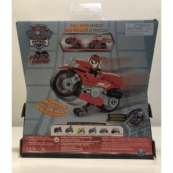 NEW, Paw Patrol Moto Pups MARSHALL Deluxe Motorcycle Pull Back Vehicle & Figure - Picture 3 of 3